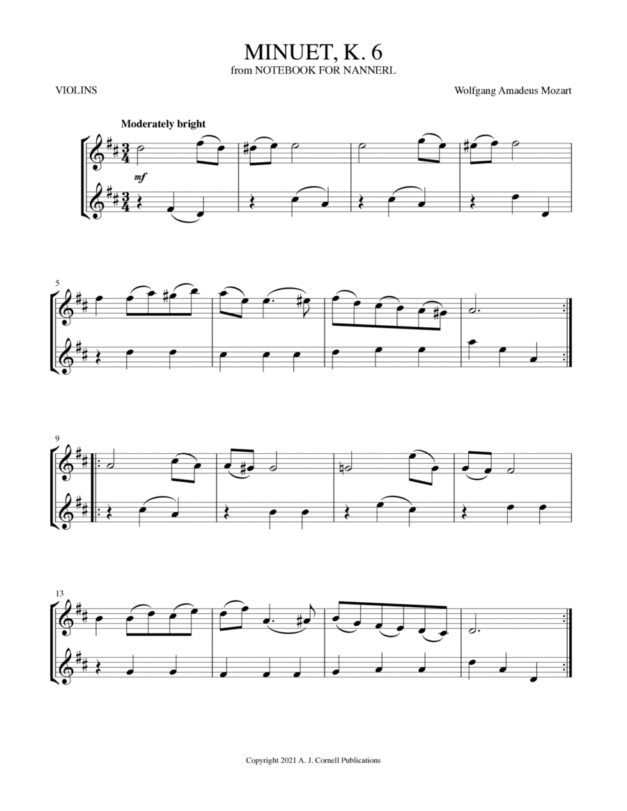 Minuet, K. 6 (from Notebook for Nannerl) (arr. Mark Phillips)