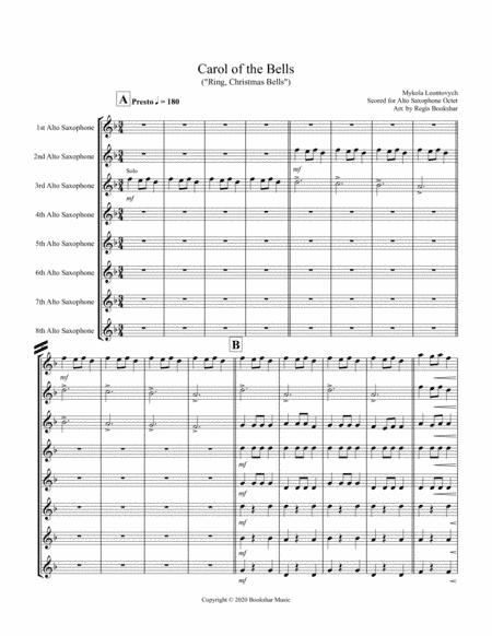 Carol of the Bells (F min) (Alto Saxophone Octet) (arr. Regis Bookshar)