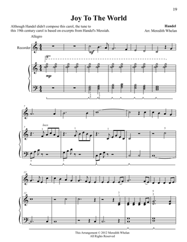 Christmas Duets for Recorder & Piano:  11 Traditional Carols (arr. Meredith Whelan)