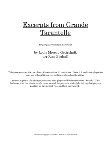 Excerpts from Grande Tarantelle (arr. Ross Birdsall)
