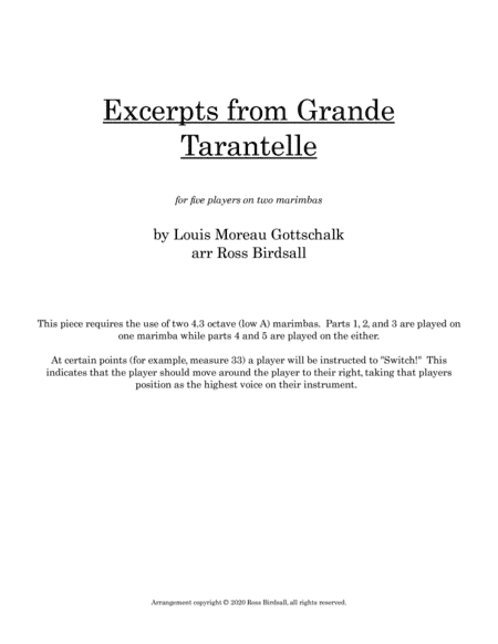 Excerpts from Grande Tarantelle (arr. Ross Birdsall)