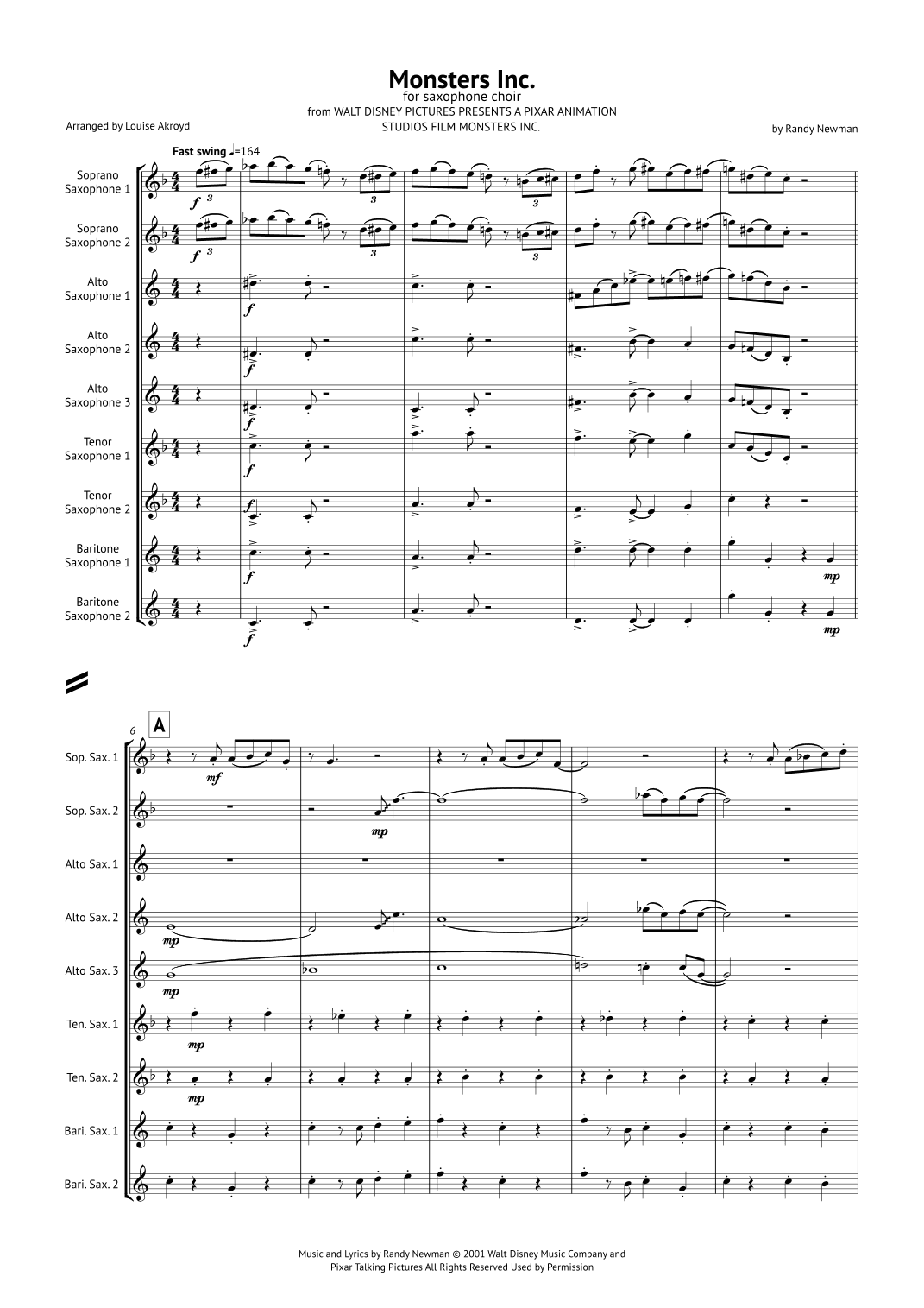 Monsters Inc. (arr. Louise Akroyd)