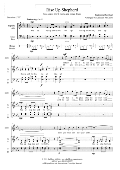 RISE UP SHEPHERD - traditional spiritual arr Kathleen McGuire (SATB a cappella, percussion) (arr. Kathleen McGuire)