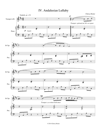 Andalusian Lullaby (#4 from the "Alhambra Suite") - intermediate trumpet with piano accompaniment