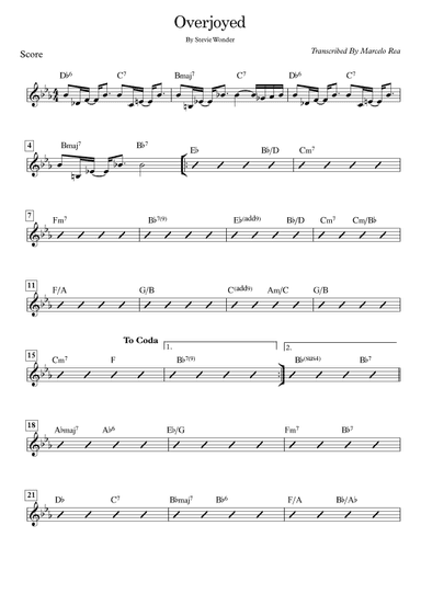 Overjoyed (arr. Transcribed By Marcelo Rea)