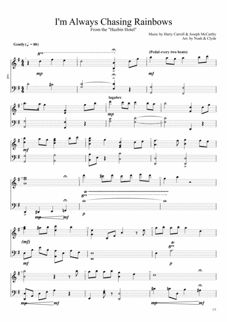 I'm Always Chasing Rainbows Piano Cover (from the "Hazbin Hotel") (arr. Noah & Clyde)