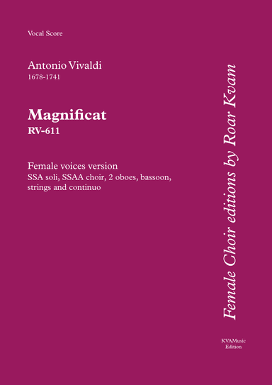 Vivaldi: Magnificat in G minor RV611, (SA soli, SSAA choir, vocal score) (arr. Roar Kvam)