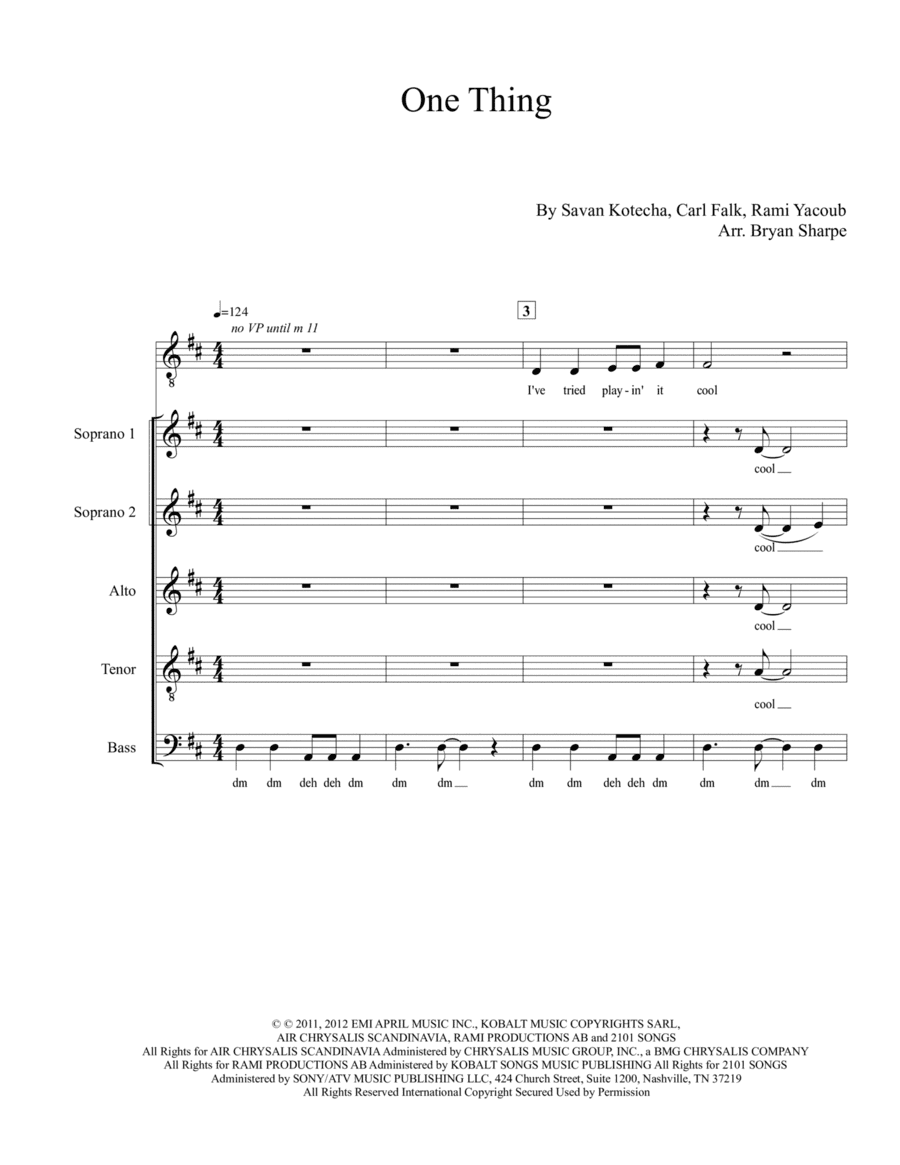 One Thing (arr. Bryan Sharpe)