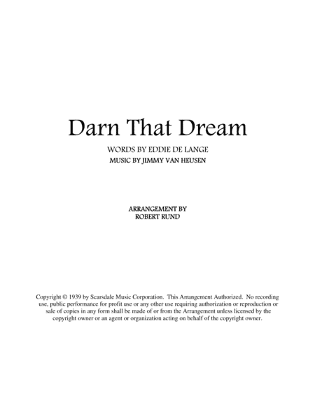 Darn That Dream (arr. Robert Rund)