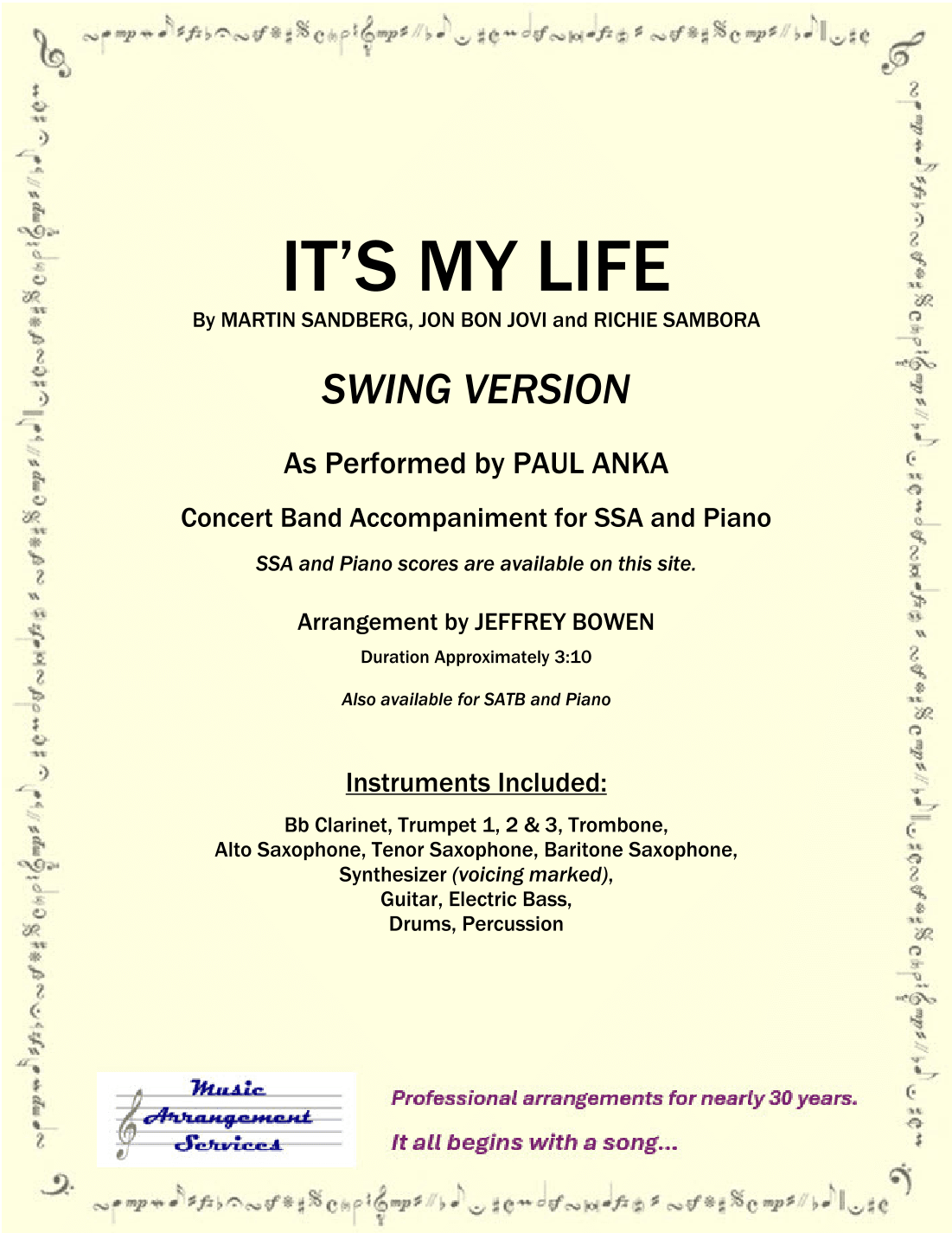 It's My Life (arr. Jeffrey Bowen)