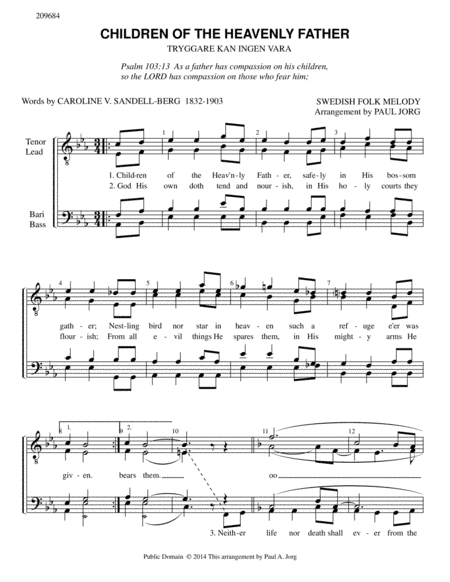 CHILDREN OF THE HEAVENLY FATHER (arr. Paul A. Jorg)