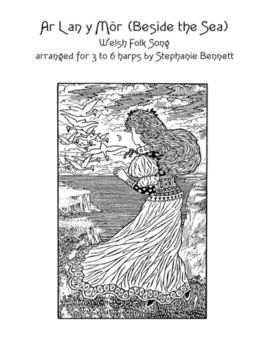 Ar Lan y Môr (Beside the Sea) FULL SET score & parts for harp ensemble (arr. Stephanie Bennett)