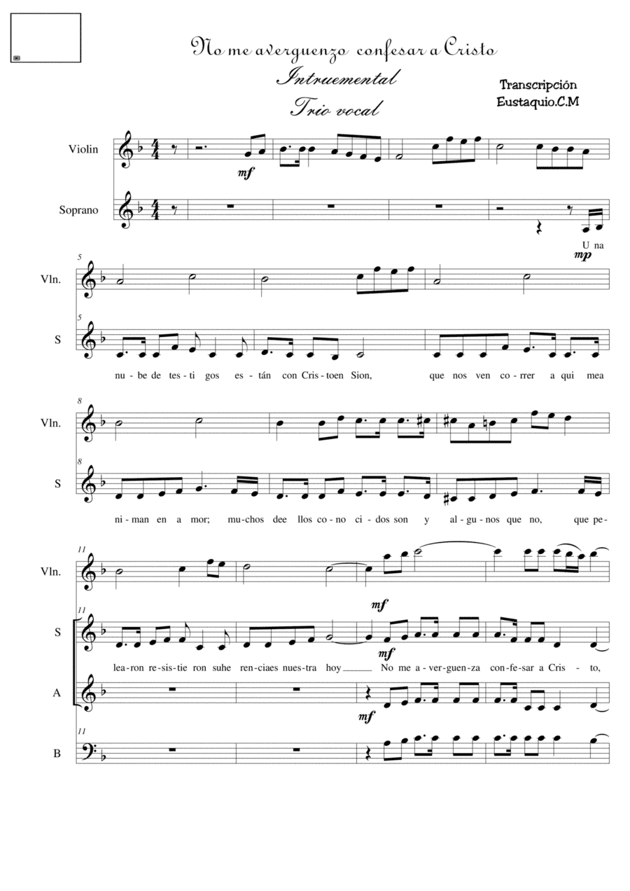 No me avergonzaré (arr. Eustaquio Cordova M.)