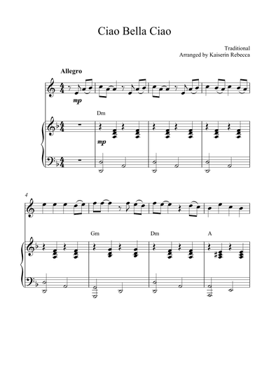 Ciao Bella Ciao (arr. Kaiserin Rebecca)