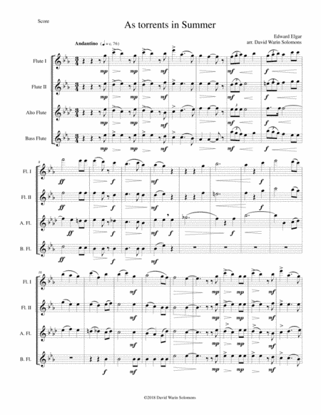 As torrents in summer for flute quartet (arr. David Warin Solomons)