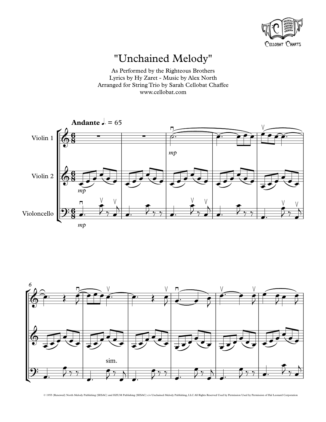 Unchained Melody (arr. Sarah Cellobat Chaffee)