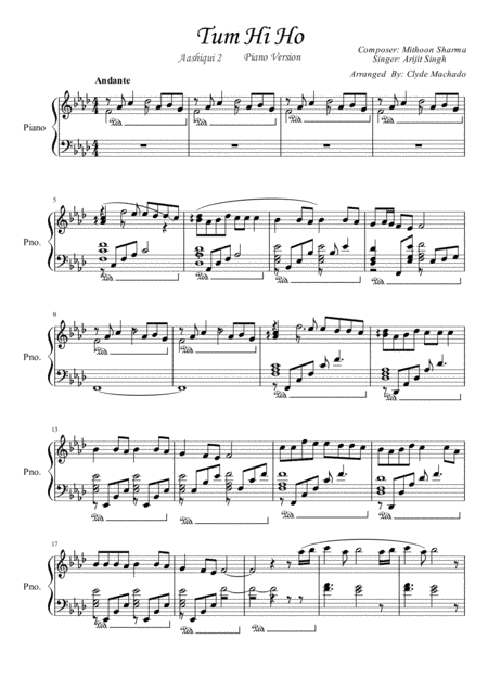 Tum Hi Ho Aashiqui 2 Piano (arr. Clyde Machado)