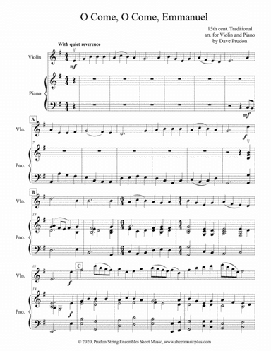 O Come, O Come, Emmanuel for Violin & Piano (arr. Dave Prudon)