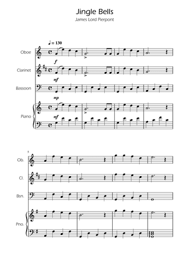 Jingle Bells - Woodwind Trio w/ Piano (arr. Ygor Nunes)