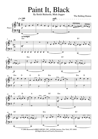 Paint It, Black (arr. Golden Skull Editions)