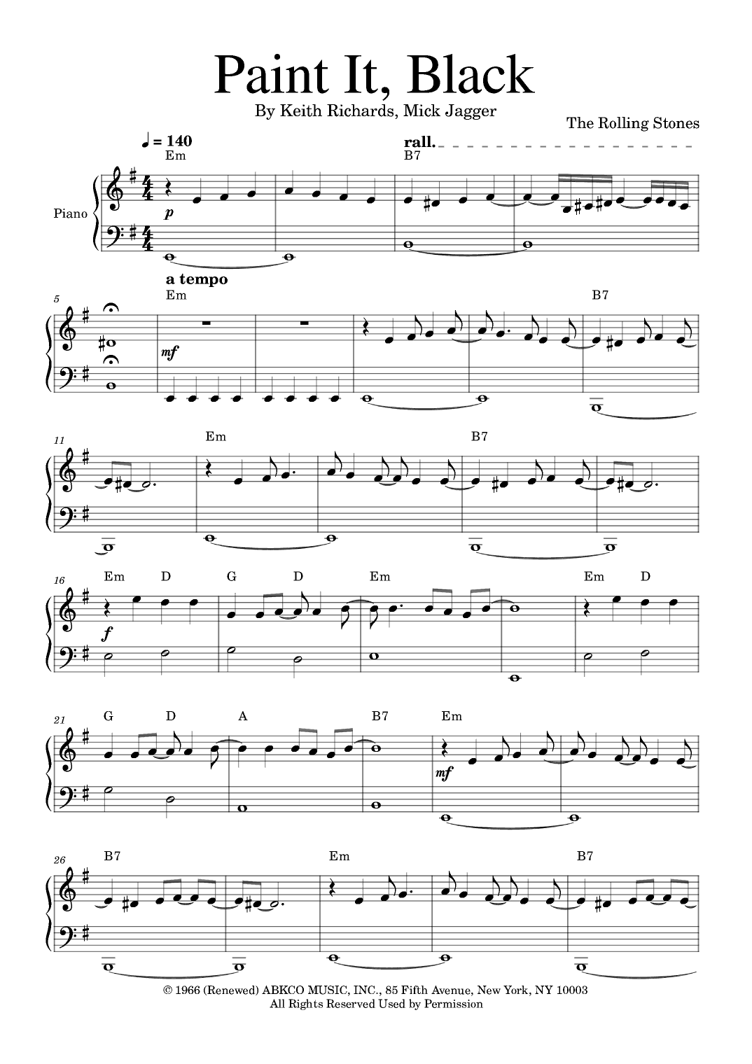 Paint It, Black (arr. Golden Skull Editions)