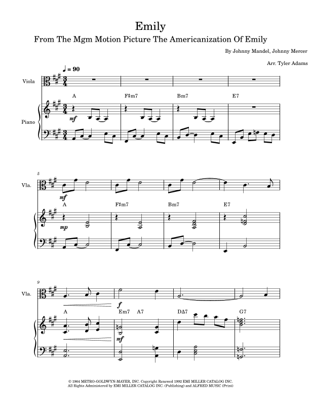 Emily (arr. Tyler Adams)