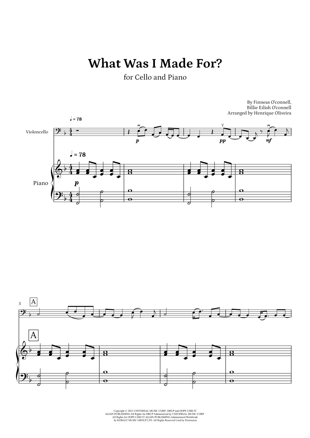 What Was I Made For? (arr. Henrique Oliveira)