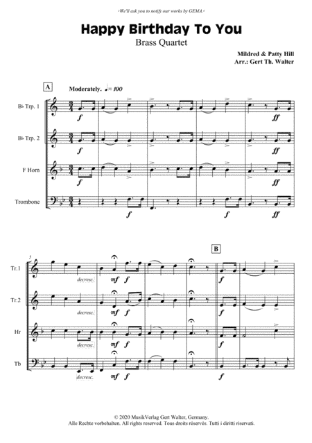 Happy Birthday To You (arr. Gert Th. Walter)