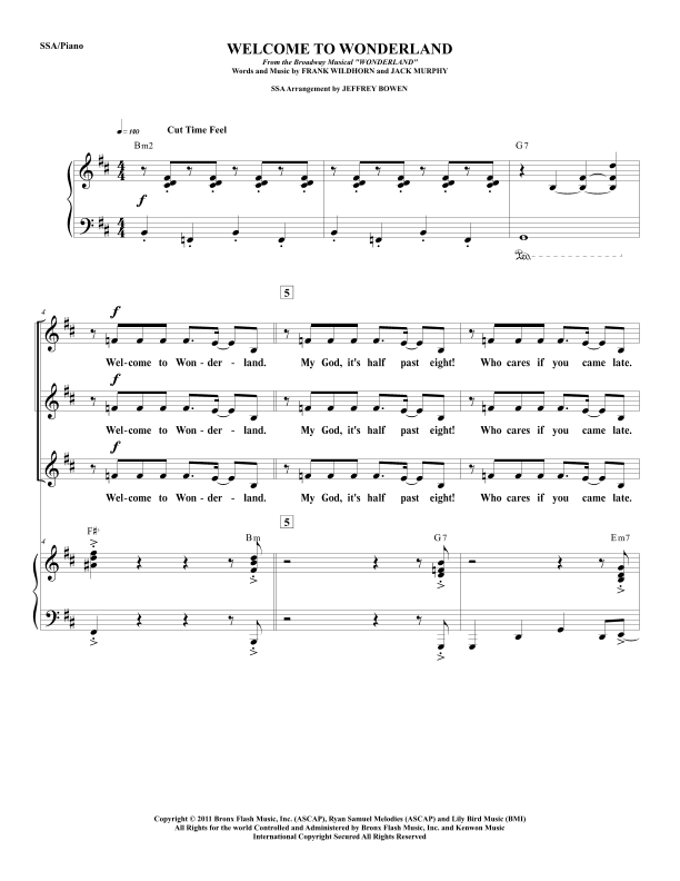 Welcome To Wonderland (arr. Jeffrey Bowen)