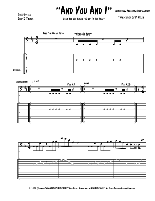 And You And I (arr. P Welsh)
