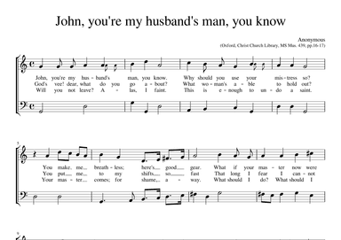 John you're my husband's man (arr. Early Music Scores)
