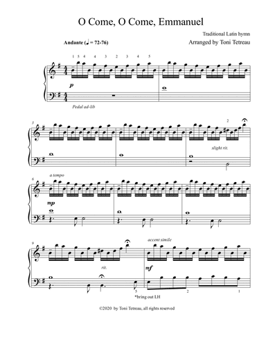 O Come, Emmanuel (arr. arranged by Toni Tetreau)