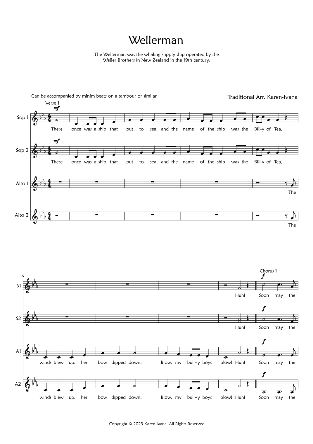 Wellerman (arr. Karen Ivana)