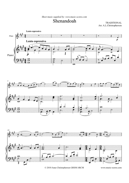 Shenandoah - Flute and Piano (arr. Anne L Christopherson GRSM ARCM)