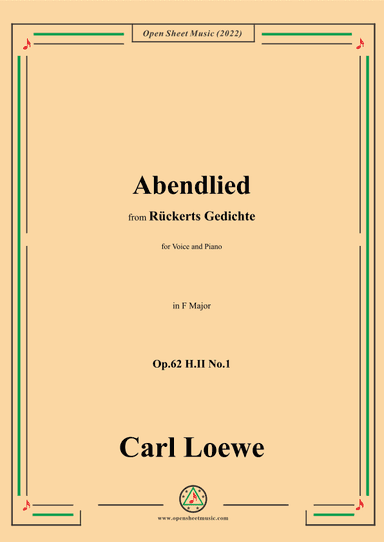 Loewe-Abendlied,Op.62 H.II No.1,in G flat Major (arr. OSM Press)