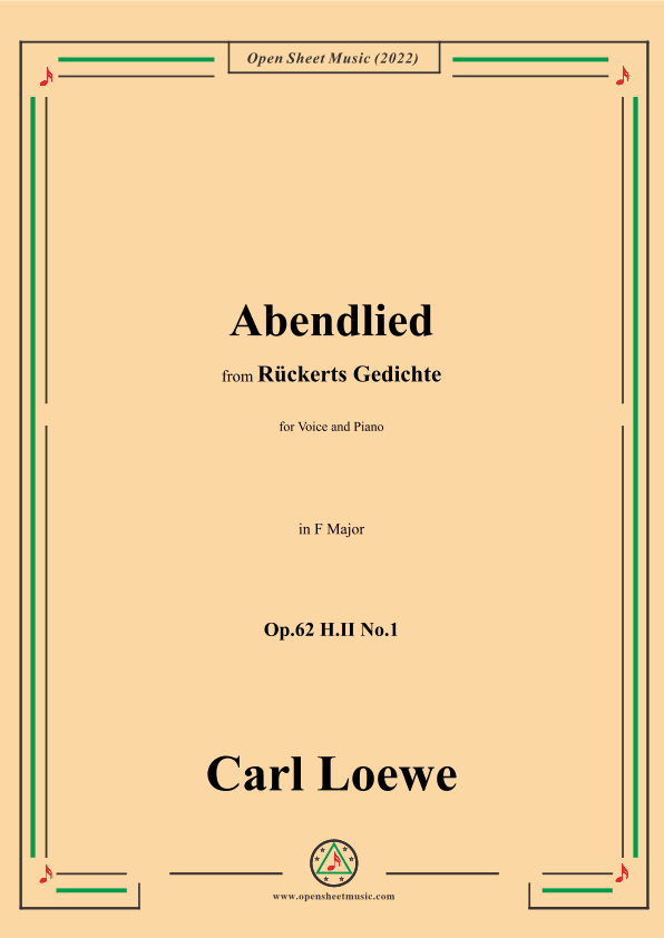 Loewe-Abendlied,Op.62 H.II No.1,in G flat Major (arr. OSM Press)