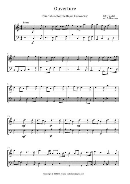 Music for the Royal Fireworks Duo Arrangement TB (arr. B.Brennan)
