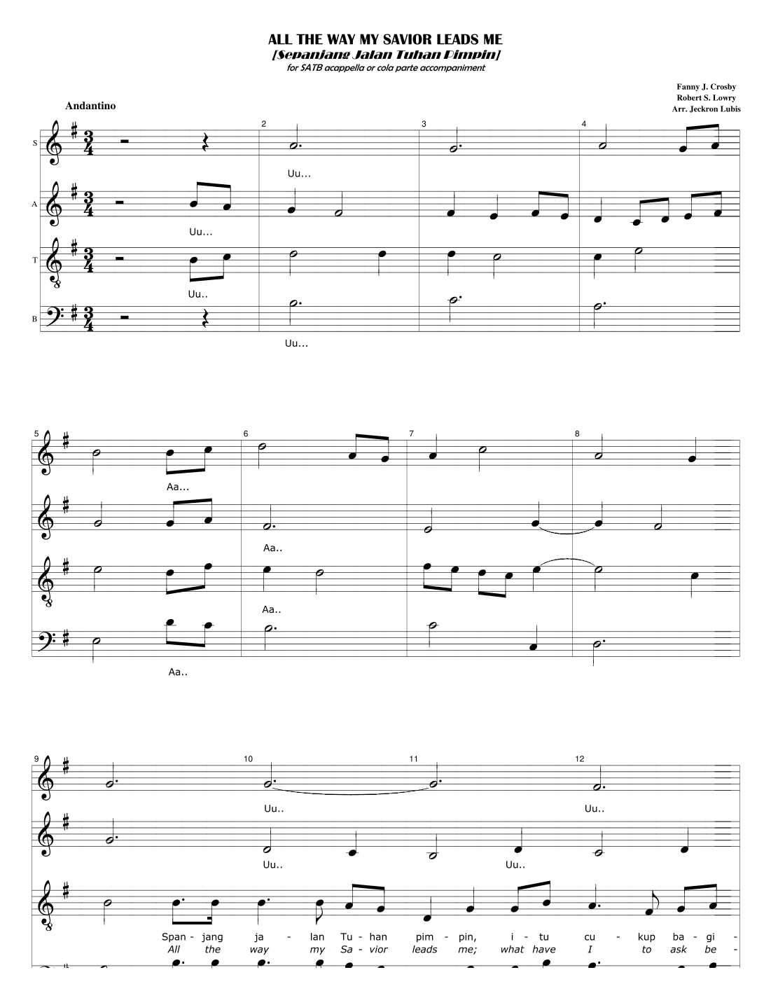 All The Way My Savior Leads Me (arr. Jeckron Lubis)