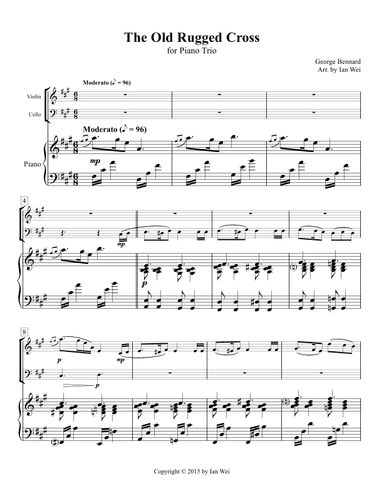 The Old Rugged Cross for Piano Trio (arr. Ian Wei)