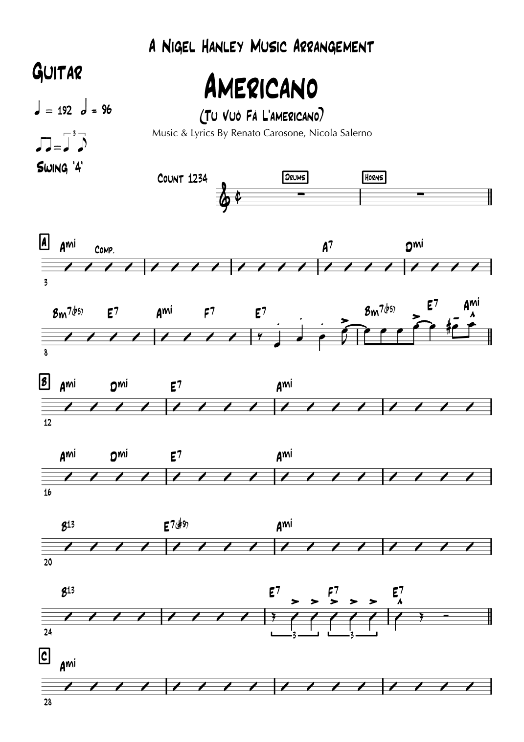 Tu Vuo Fa L Americano (arr. Nigel Hanley)