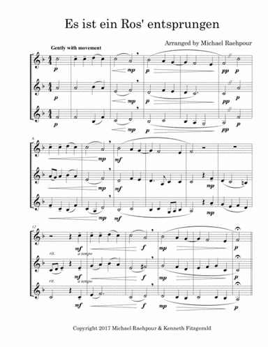 Es Ist Ein Ros' Entsprungen - Trumpet Trio (arr. Michael Raehpour)