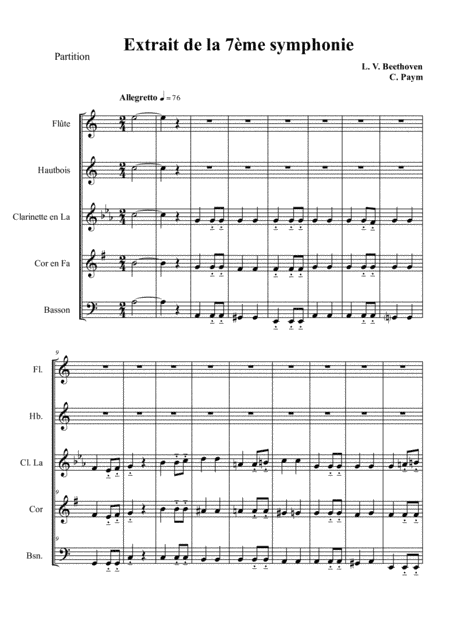 Beethoven Allegretto - woodwind quintet (arr. Christophe Paym)