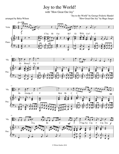 Joy to the World/How Great Our Joy--viola solo (arr. Beka Wilson)