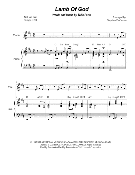 Lamb Of God (arr. Stephen DeCesare)