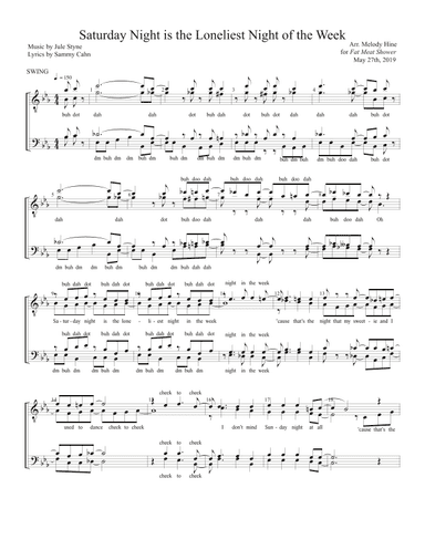 Saturday Night (is The Loneliest Night Of The Week) (arr. Melody Hine)