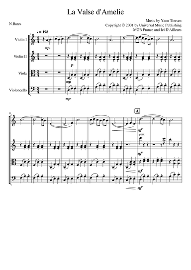 La Valse D'amelie (arr. Nicola Bates)