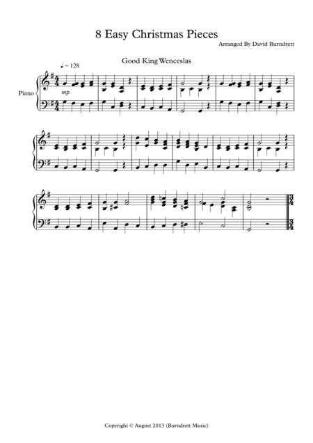 8 Easy Christmas Pieces for Piano Solo (arr. David Burndrett)