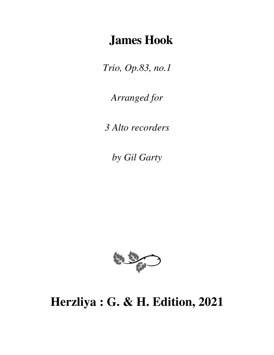 Trio, Op.83, no.1 (arrangement for 3 alto recorders) (arr. Gil Garty)