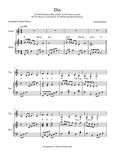 As With Gladness Men of Old--violin solo (arr. Beka Wilson)