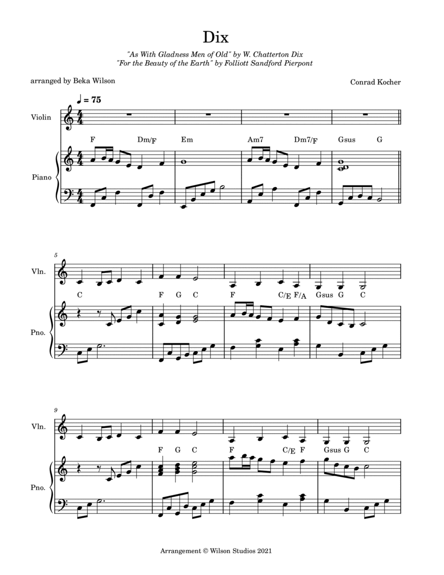 As With Gladness Men of Old--violin solo (arr. Beka Wilson)